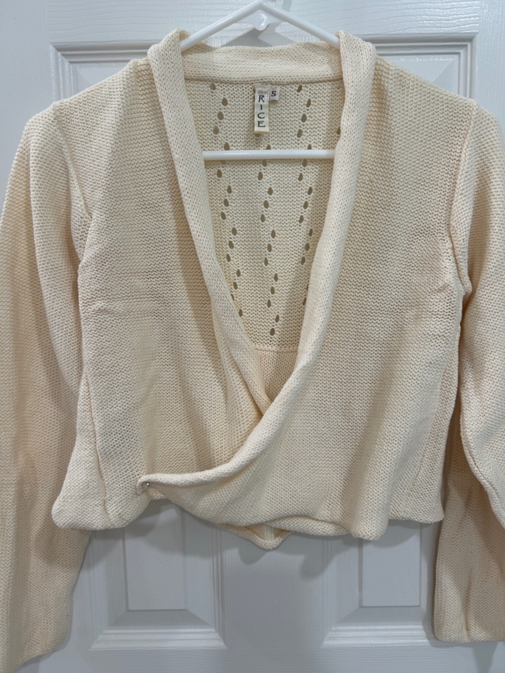 Cream Knit Wrap Cardigan Sweater